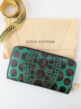 Louis Vuitton x YK Green Polka Dot Long Wallet